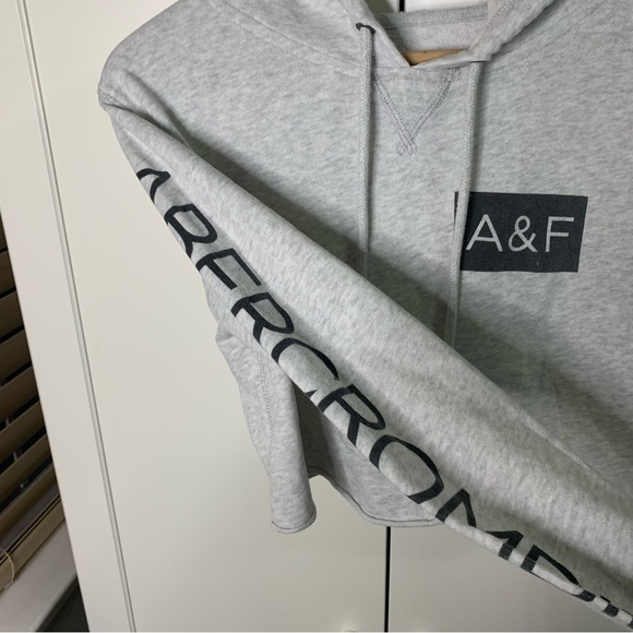 Abercrombie & Fitch Crop Graphic Logo Hoodie Sweatshirt - Picture 5 of 11